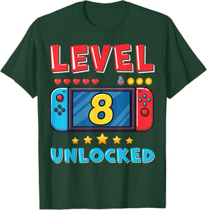 8 Year Old Bday Decorations Son Gamer Boy 8yr 8th Birthday T-Shirt - T-Shirt | Forest