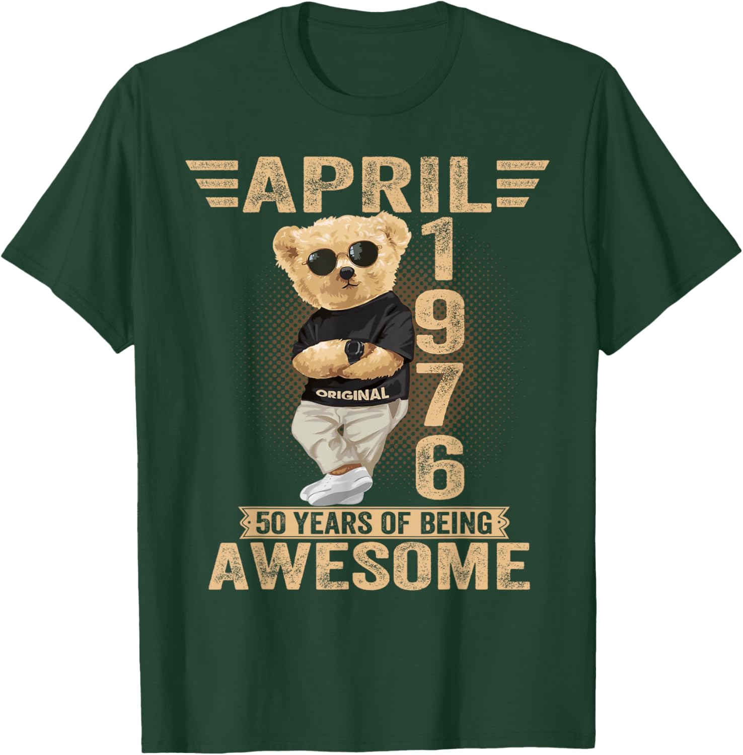 April 50th Birthday Men Women 1976 Awesome Teddy Bear T-Shirt - T-Shirt | Forest