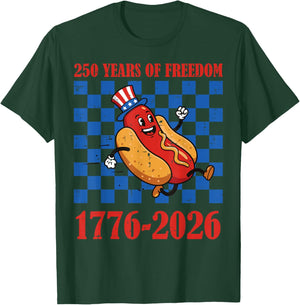 250 Years Freedom Hotdog 250th Anniversary USA Men Women Kid T-Shirt - T-Shirt | Forest
