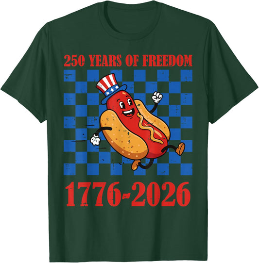 250 Years Freedom Hotdog 250th Anniversary USA Men Women Kid T-Shirt - T-Shirt | Forest