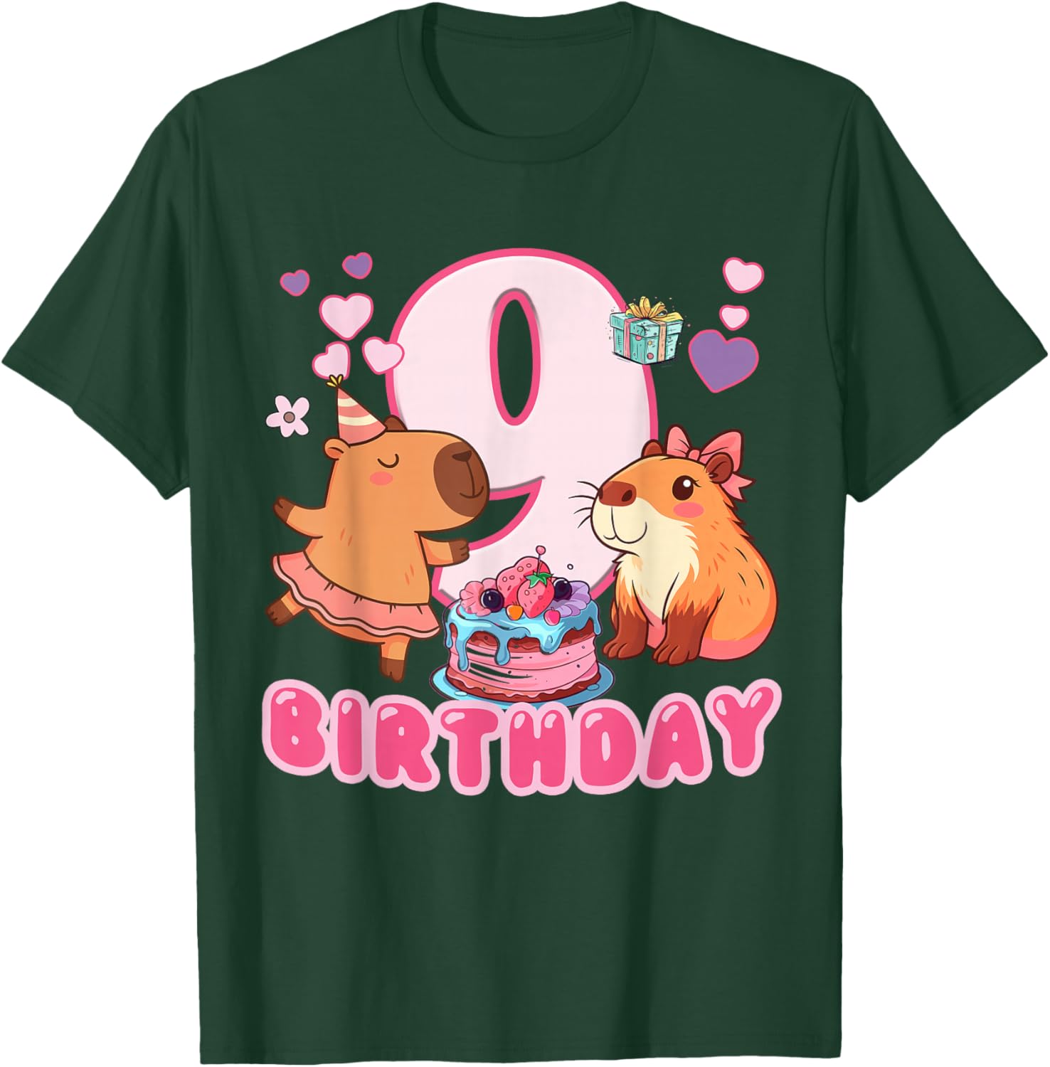 I'm 9 Year Old Capy Birthday to Me 9th Birthday Capybara T-Shirt - T-Shirt | Forest
