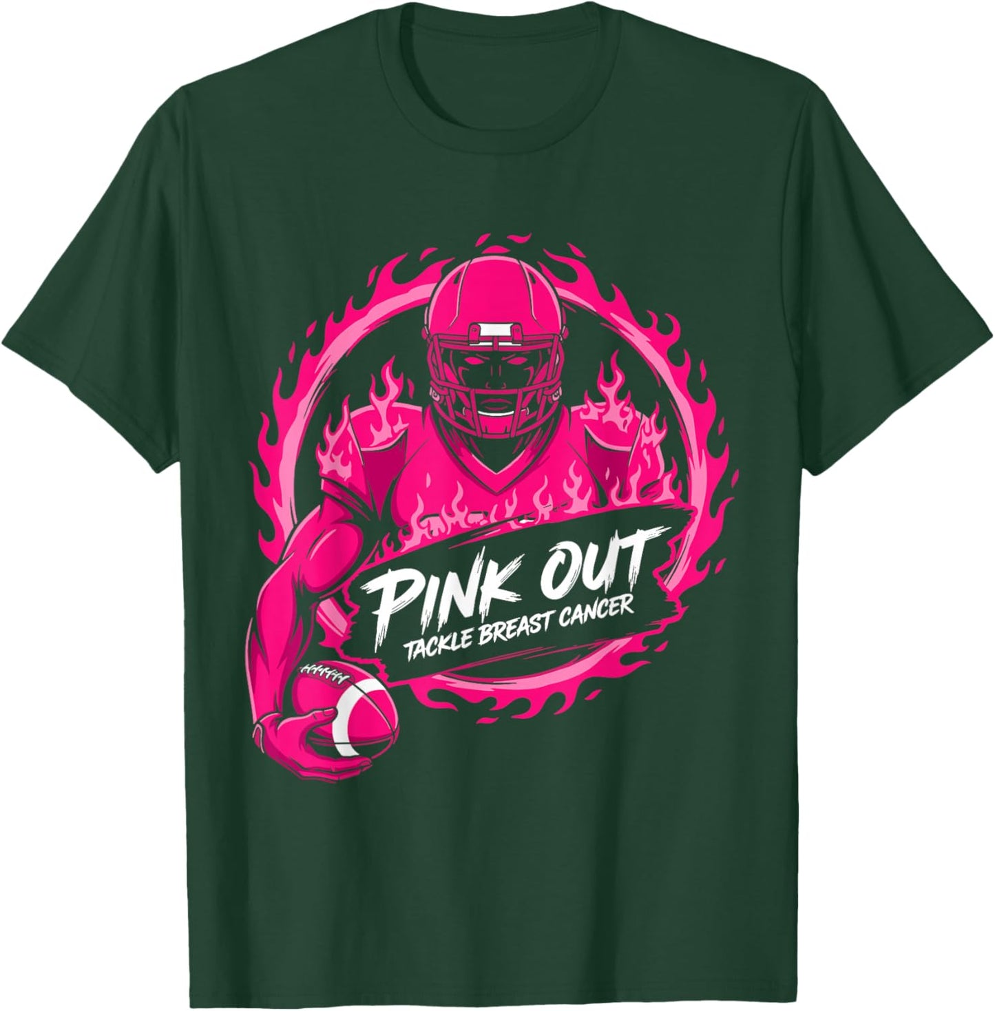 Tackle Football Breast Cancer Awareness Pink Out Boys Kids T-Shirt - T-Shirt | Forest