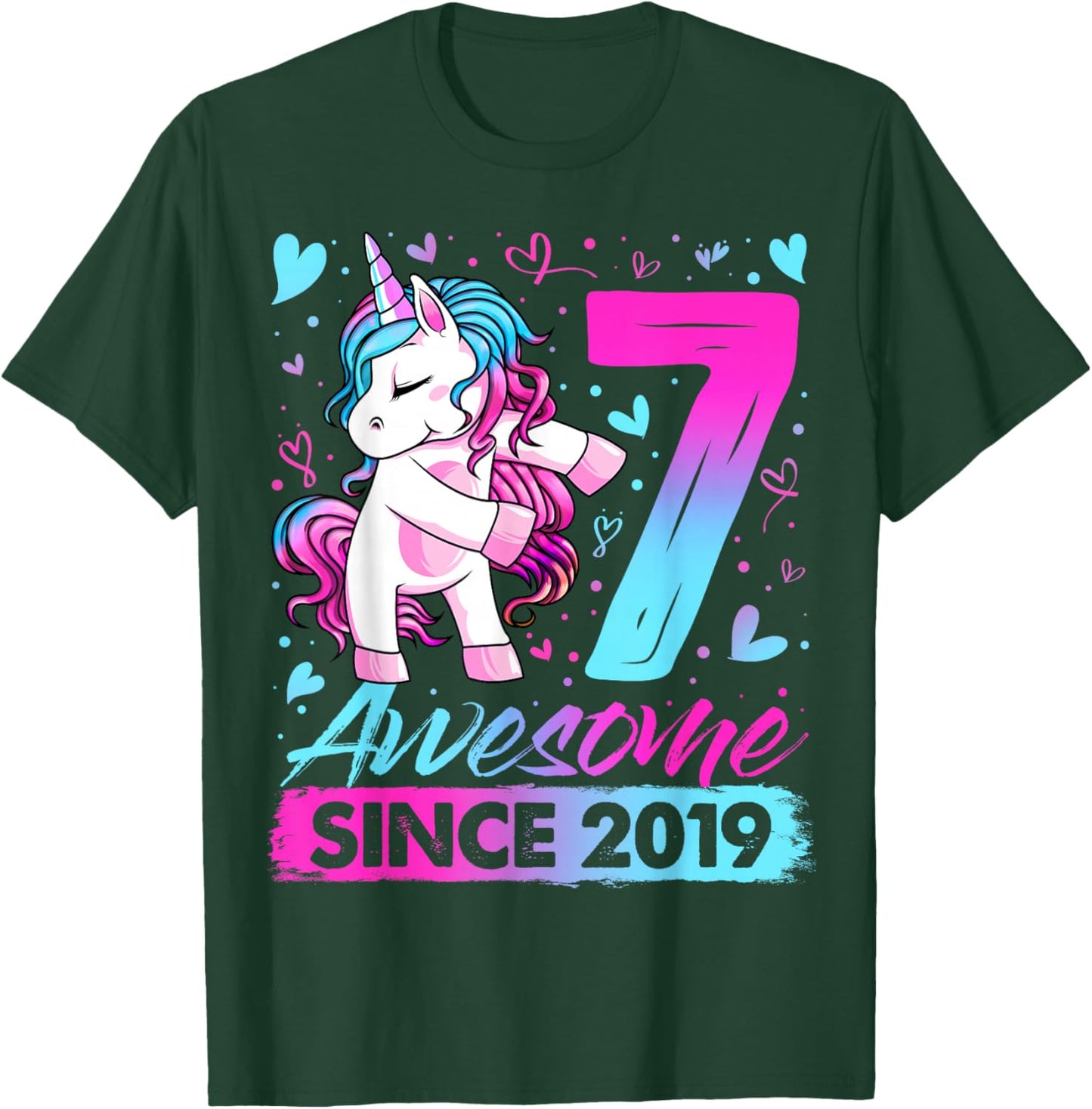 7th Birthday Shirt Girl 7 Year Old Gifts 7 Birthday Girl T-Shirt - T-Shirt | Forest