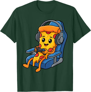 Funny Gamer Pizza Gaming Video Game Player Boys Girls Kids T-Shirt - T-Shirt | Forest