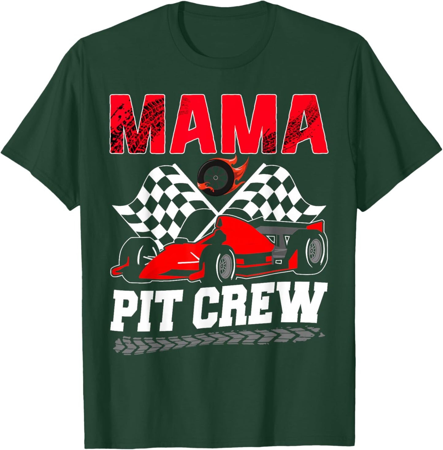 Mama Pit Crew Racing Family Race Car Birthday Boy T-Shirt - T-Shirt | Forest