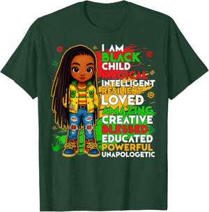 Black History I Am Black Child African American Kids Girls T-Shirt - T-Shirt | Forest