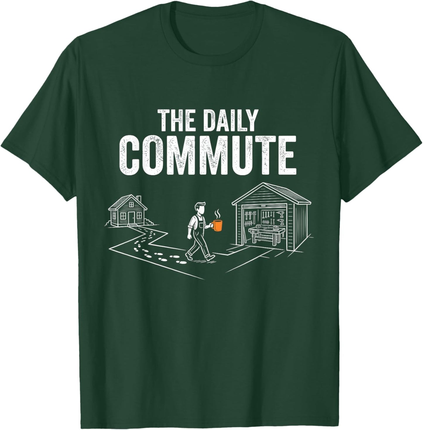 Funny The Daily Commute Funny Woodworker Carpenter T-Shirt - T-Shirt | Forest