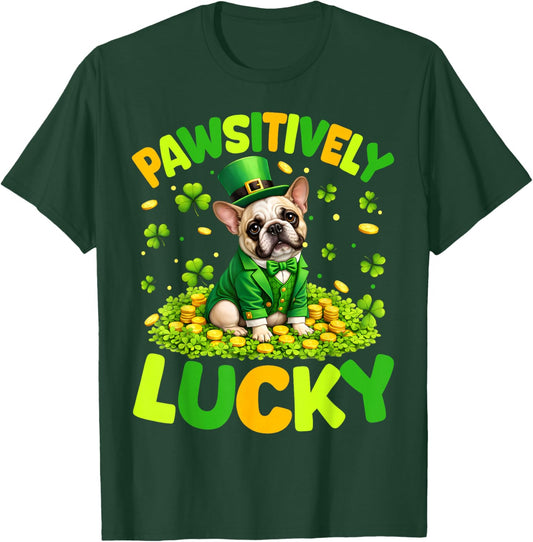 Pawsitively Lucky French Bulldog Leprechaun St Patricks Day T-Shirt - T-Shirt | Forest