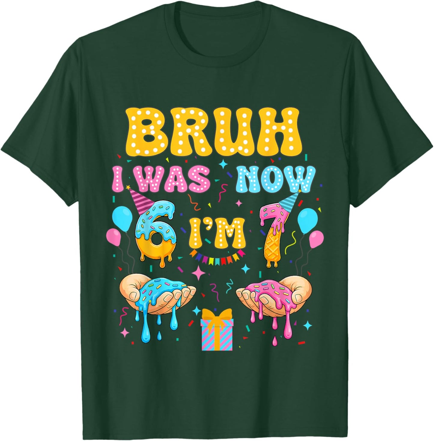 6 7 Birthday Gifts Decorations I was 6 Now Im 7 Shirt Boy T-Shirt - T-Shirt | Forest