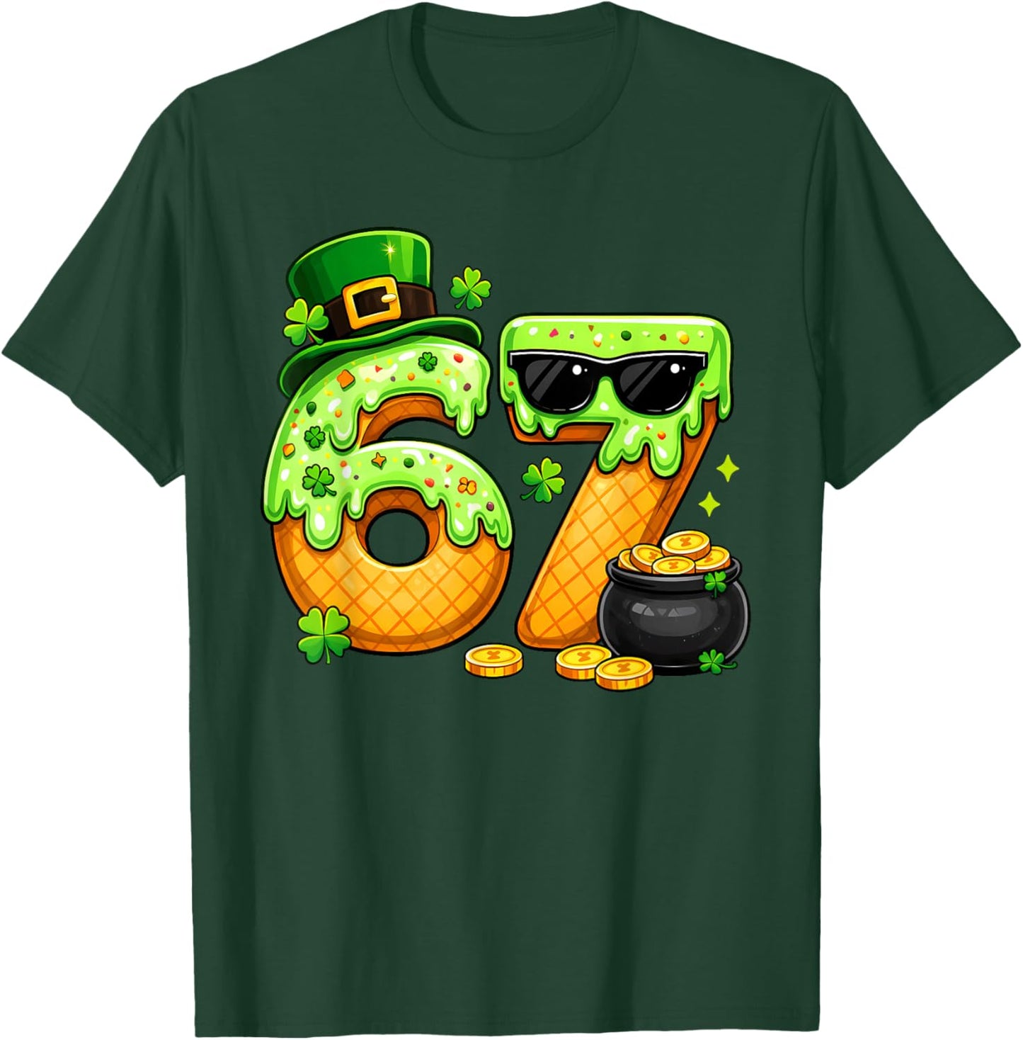 Boys St Patricks Day 6 7 Six Seven 67 Kids Girls Shamrock T-Shirt - T-Shirt | Forest