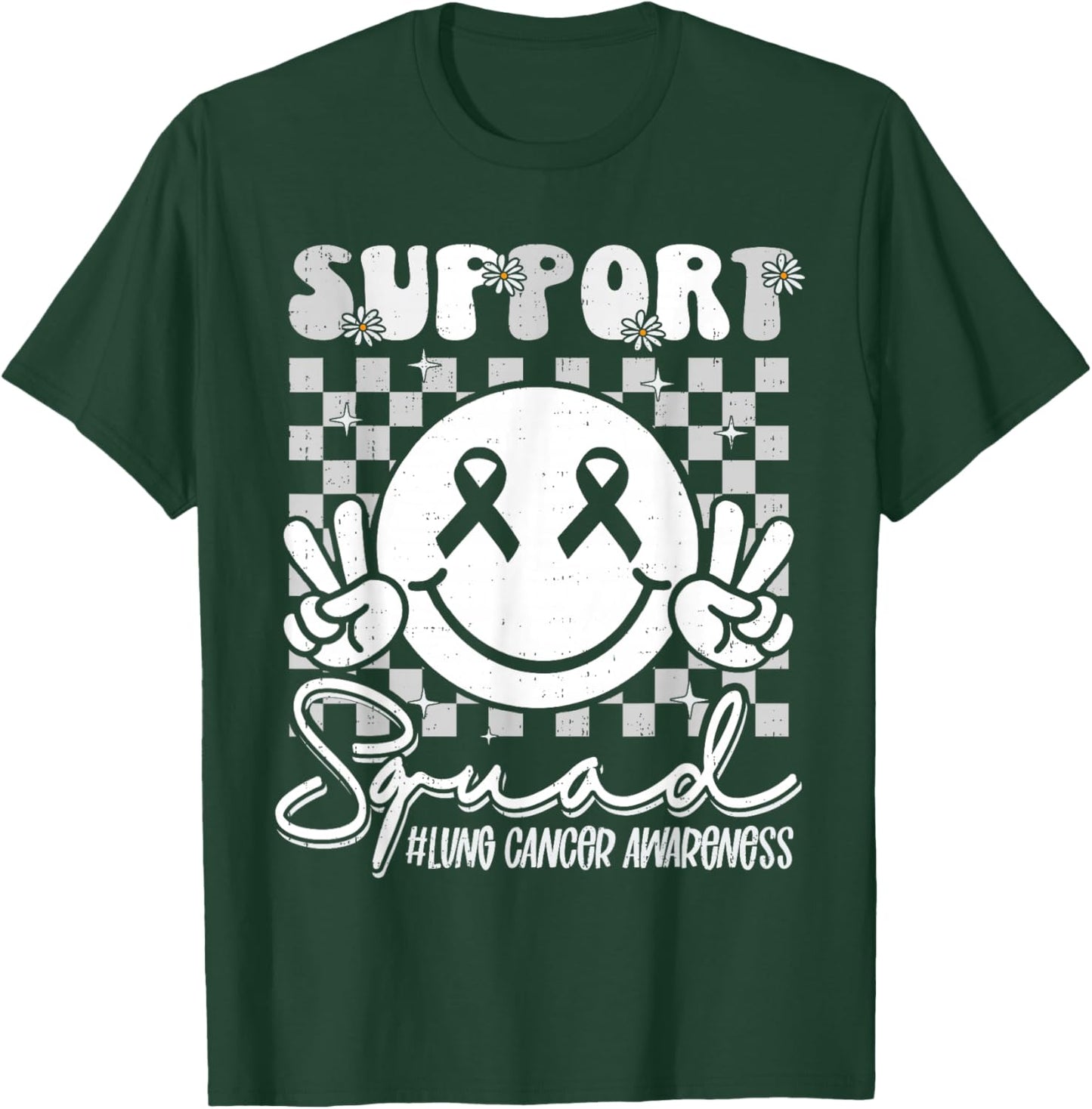 Support Lung Cancer Awareness Smile White Ribbon Girls Kids T-Shirt - T-Shirt | Forest