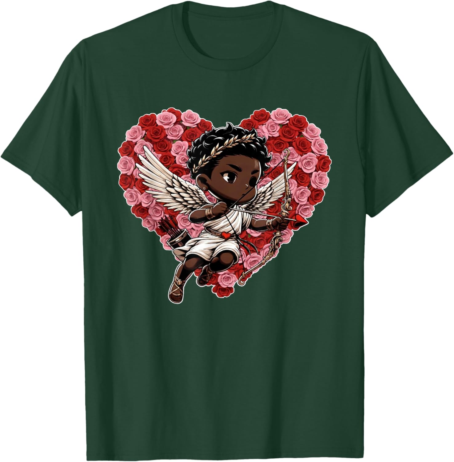Cute Black African American Cupid Shirt Decor Boys Girls Kid T-Shirt - T-Shirt | Forest
