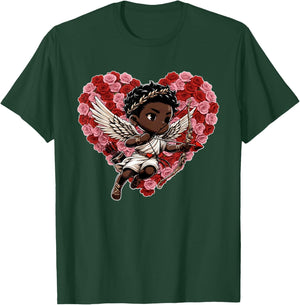 Cute Black African American Cupid Shirt Decor Boys Girls Kid T-Shirt - T-Shirt | Forest