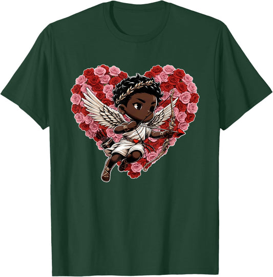 Cute Black African American Cupid Shirt Decor Boys Girls Kid T-Shirt - T-Shirt | Forest