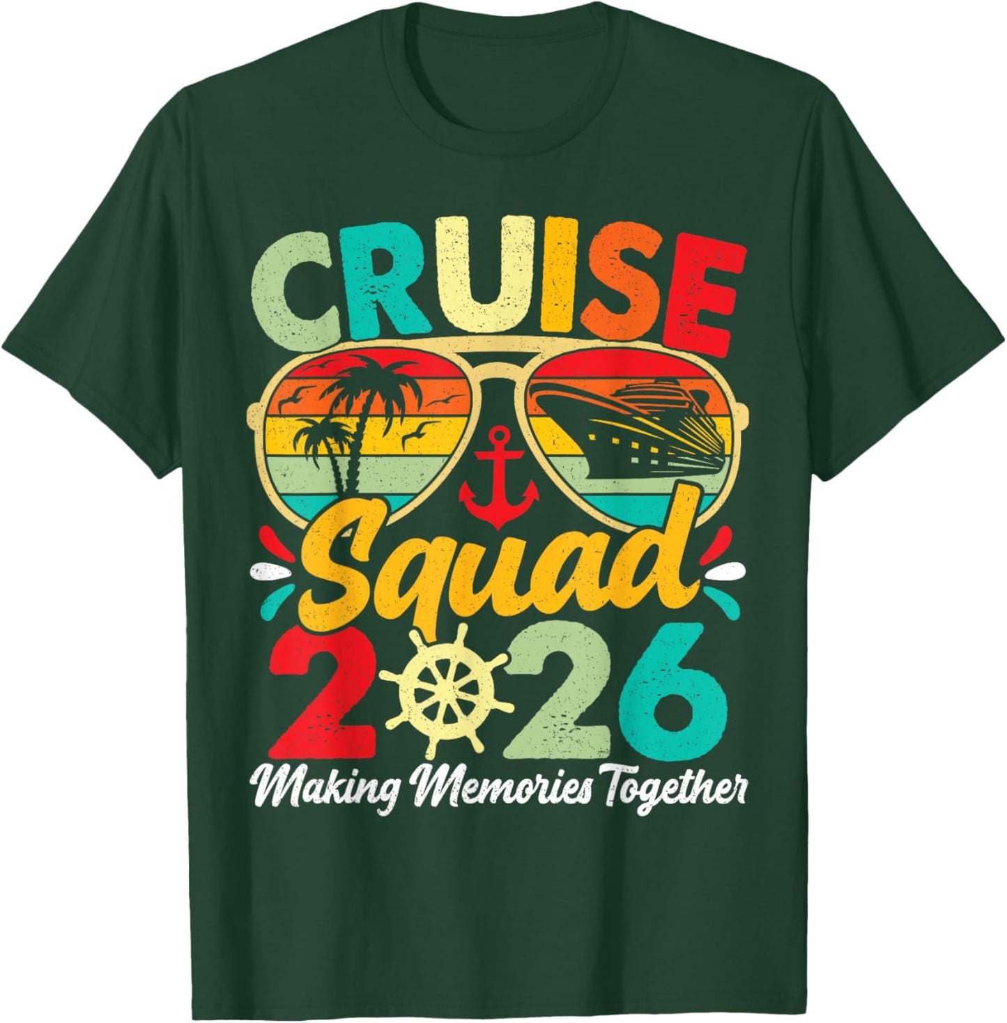 Cruise Squad 2026 Summer Vacation Matching Family Vintage T-Shirt - T-Shirt | Forest