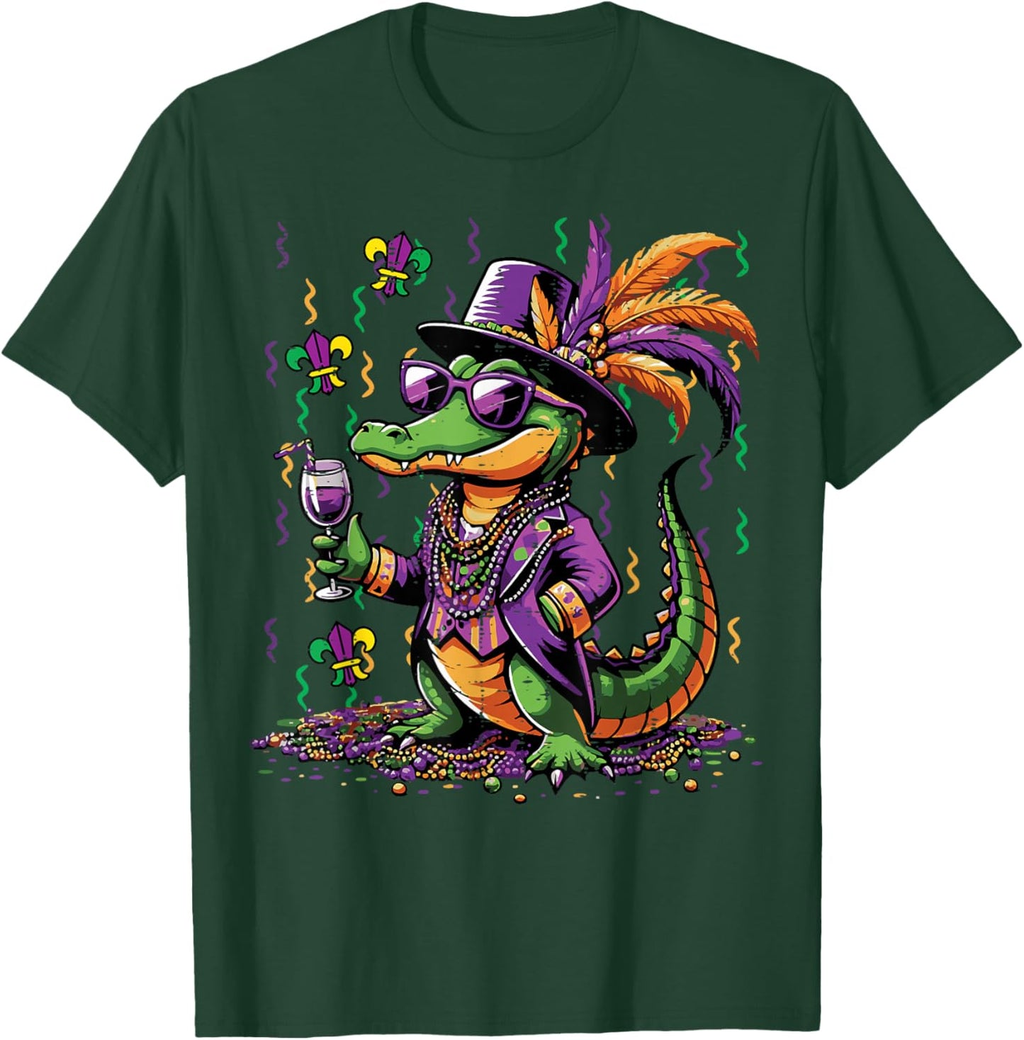 Mardi Gras Alligator Costume Carnival New Orleans Women Men T-Shirt - T-Shirt | Forest