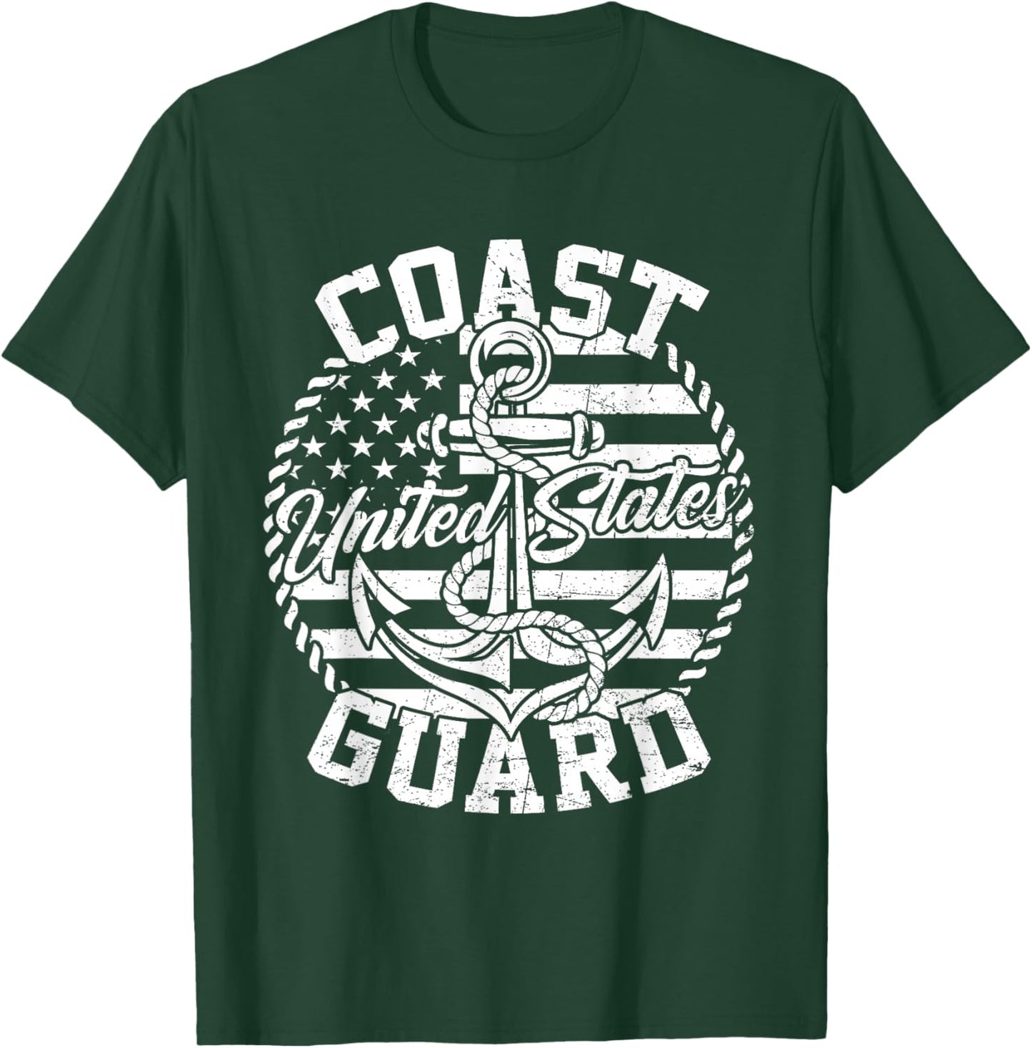United States Coast Guard USCG Coastie Flag USA Anchor T-Shirt - T-Shirt | Forest
