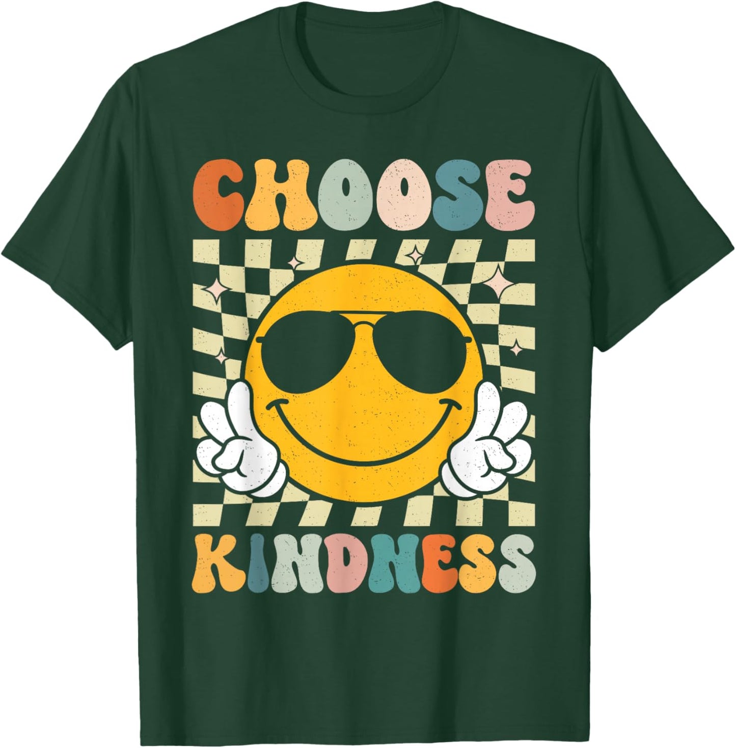 Choose Kindness Smile Face Groovy Be Kind Inspirational Kids T-Shirt - T-Shirt | Forest