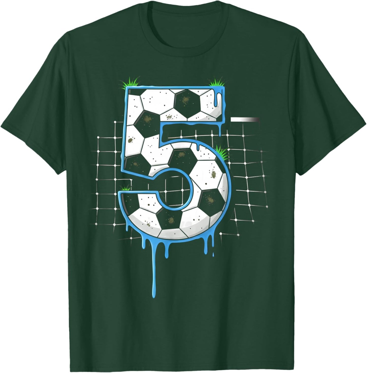 Soccer 5 Year Old Ice Cream Drip Youth 5th Birthday Boy 5 T-Shirt - T-Shirt | Forest