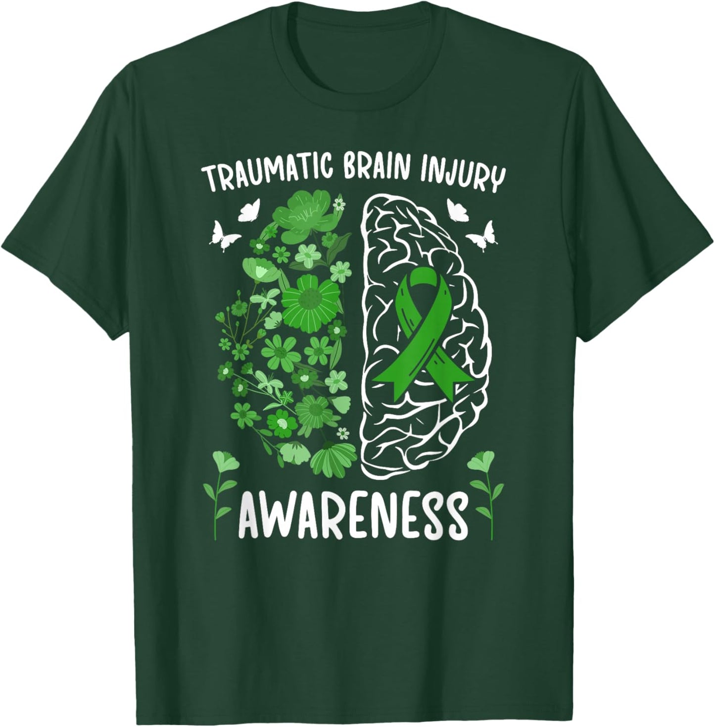 Traumatic Brain Injury Awareness Flowers TBI Awareness Month T-Shirt - T-Shirt | Forest