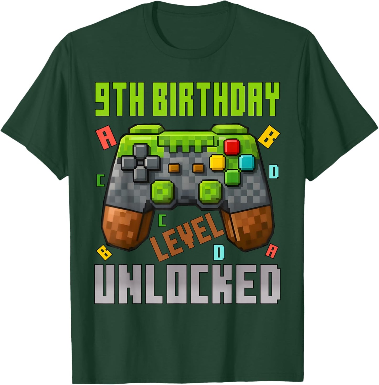 9th Birthday Boy Level 9 Unlocked Birthday Boy 9 Years Old T-Shirt - T-Shirt | Forest