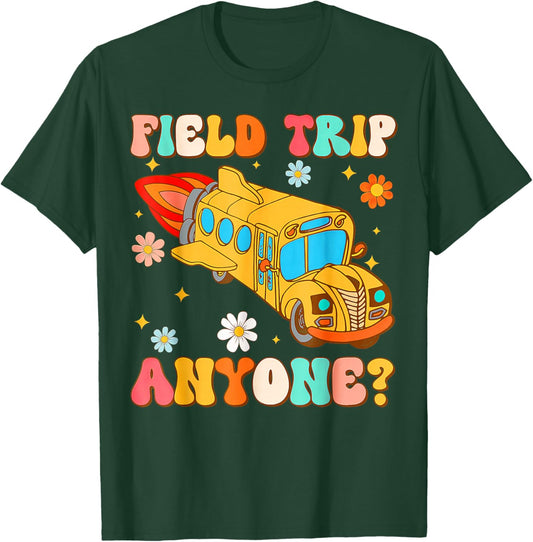 Groovy Field Trip Anyone School Bus Driver Yellow Bus Driver T-Shirt - T-Shirt | Forest