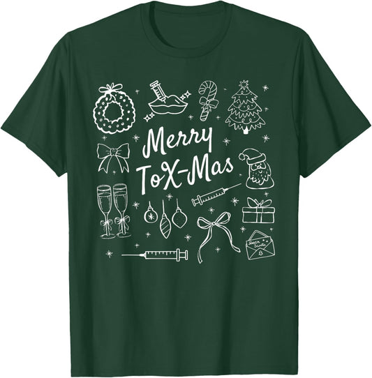 Merry Tox-Mas Christmas Botox Injector Aesthetic Nurse Spa T-Shirt - T-Shirt | Forest