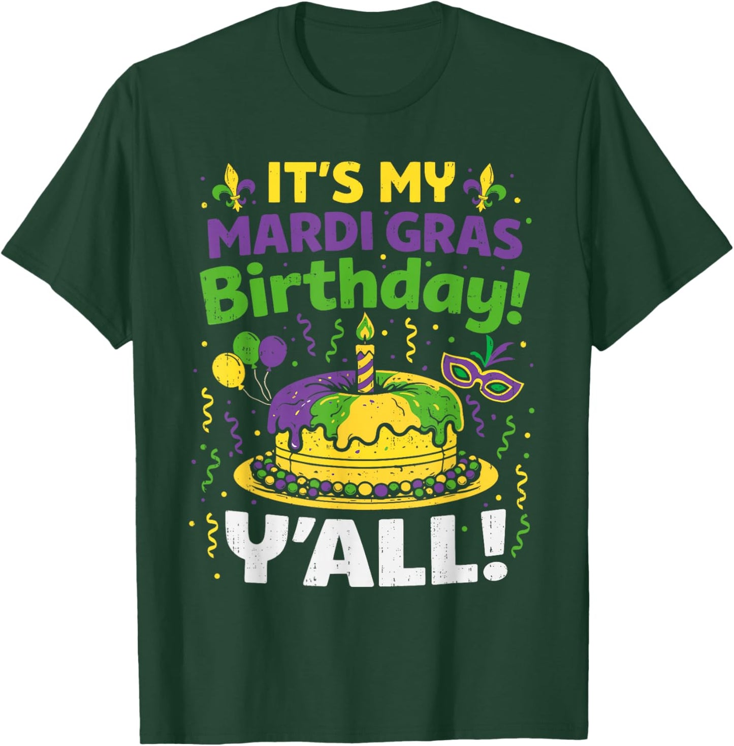 Mardi Gras Birthday Carnival Queen Men Women Boys Girl Kids T-Shirt - T-Shirt | Forest