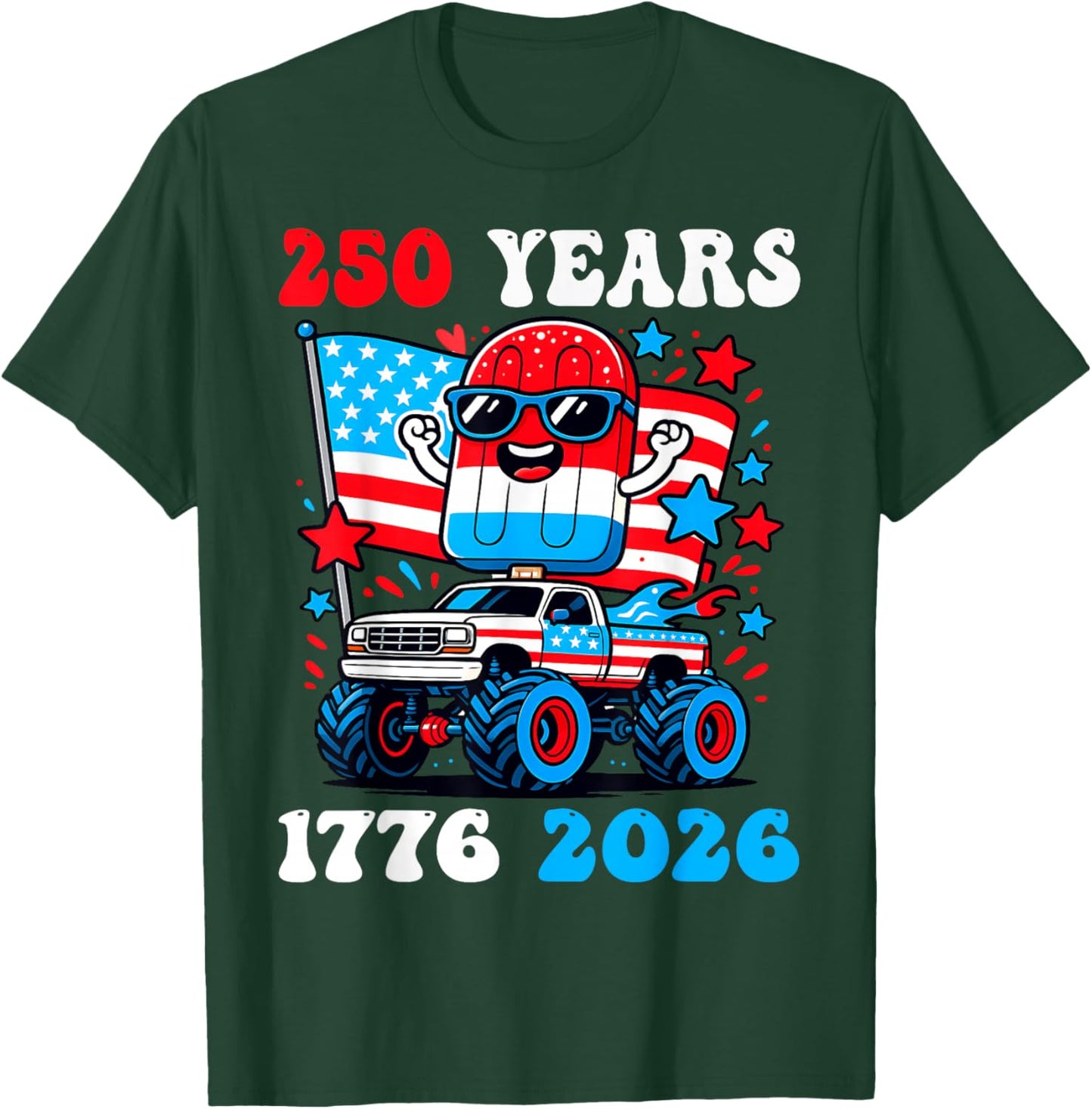 250 Years 250th Anniversary 1776 2026 USA 4th of July Boys T-Shirt - T-Shirt | Forest