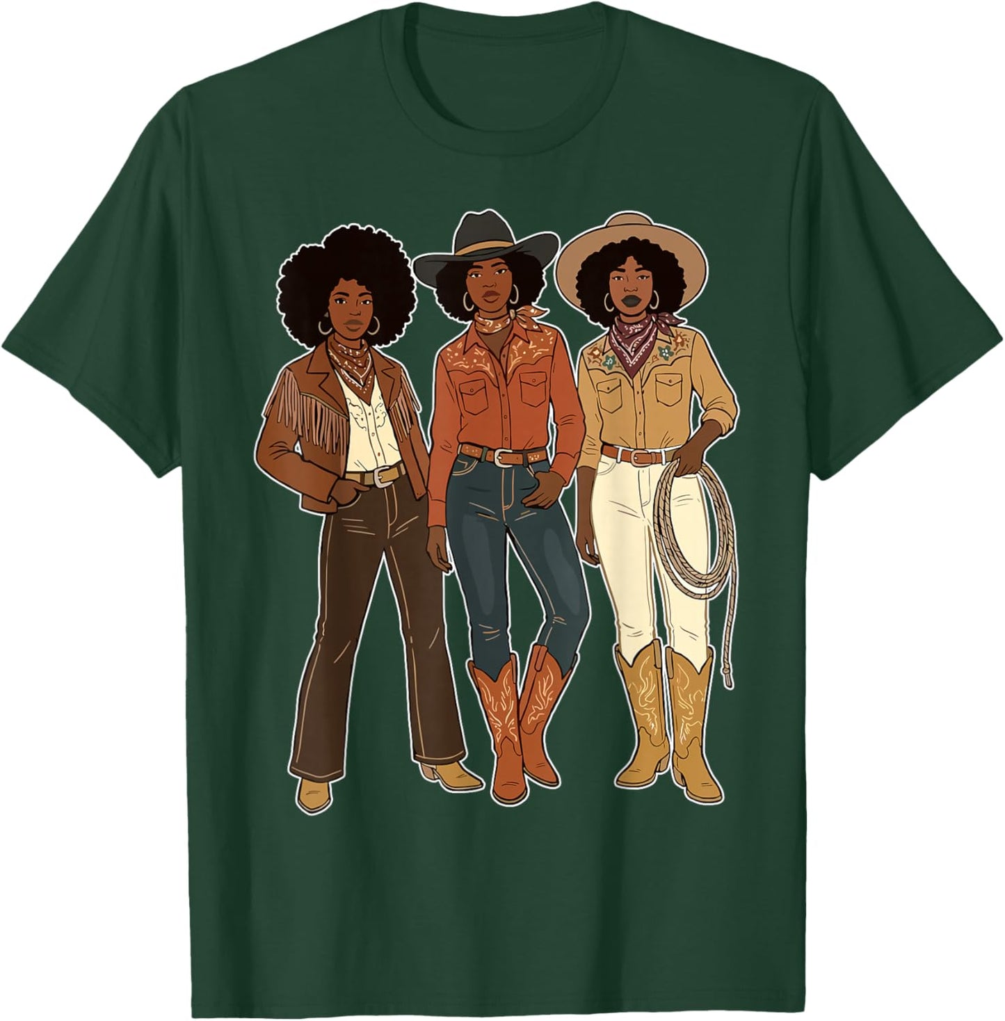 Black Cowgirl Melanin Western Rodeo T-Shirt - T-Shirt | Forest
