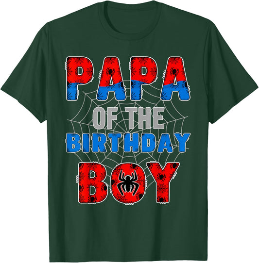 Papa of the Birthday Boy Family Spider Web Birthday Party T-Shirt - T-Shirt | Forest