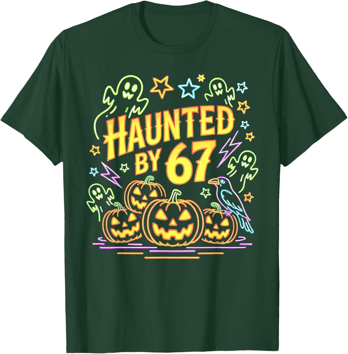Haunted by 67 Funny Ghost and Pumpkin Halloween T-Shirt - T-Shirt | Forest