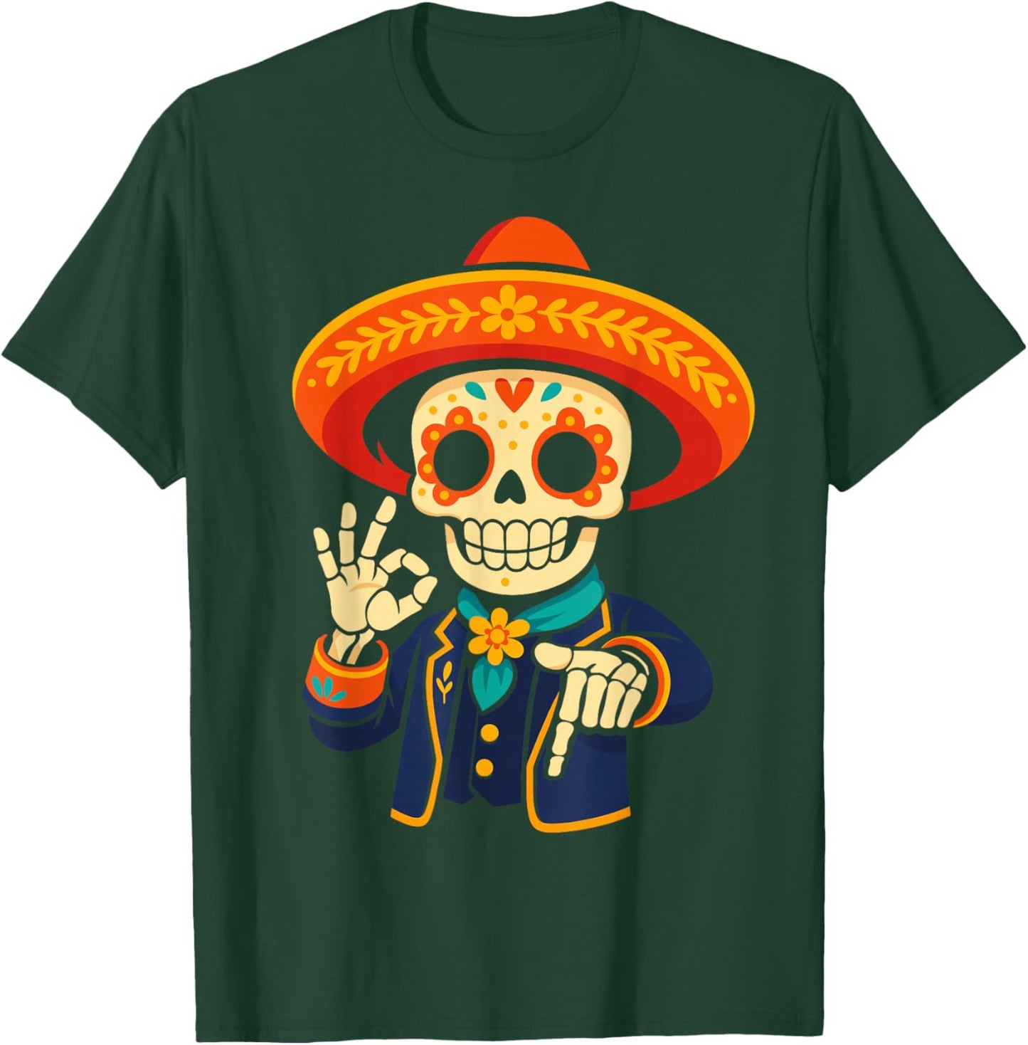 Day of Dead Sugar Funny Dia de Los Muertos 67 Hand Meme T-Shirt - T-Shirt | Forest