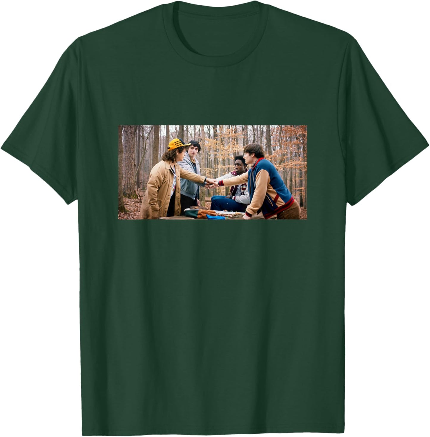 Stranger Things Season 5 Dustin Mike Will & Lucas in Forest T-Shirt - T-Shirt | Forest