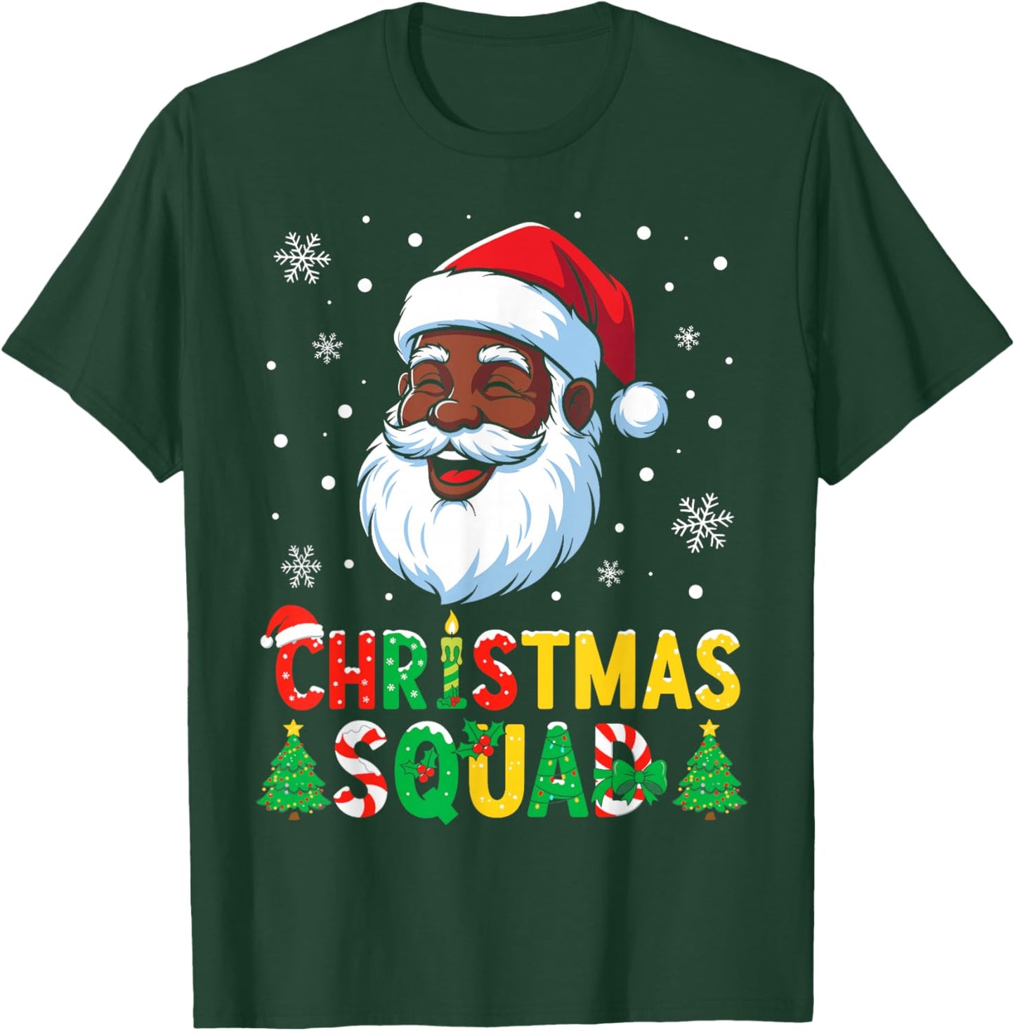 Santa Christmas Squad Black Men African American Family T-Shirt - T-Shirt | Forest