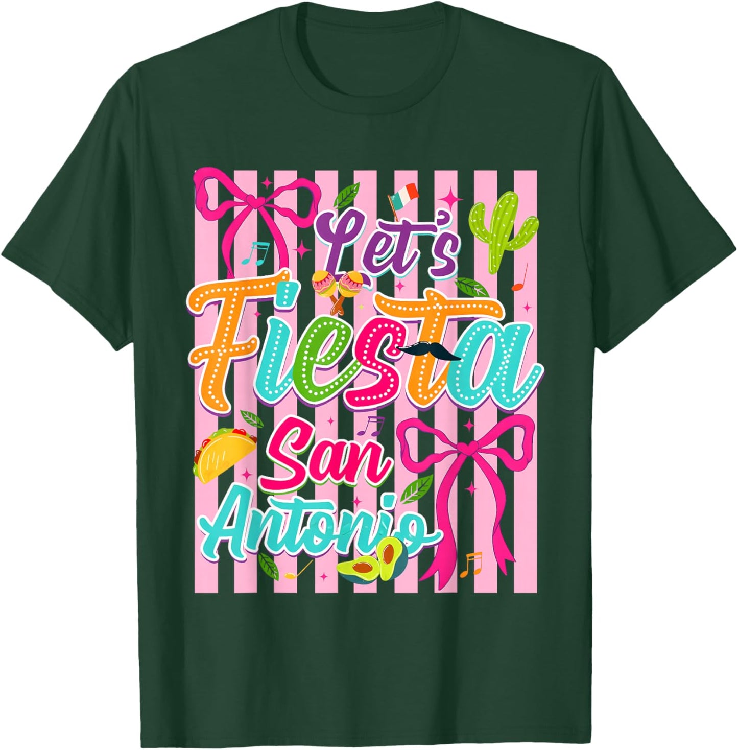 Cinco De Mayo Lets Fiesta 2026 Coquette Bow Girl Women T-Shirt - T-Shirt | Forest