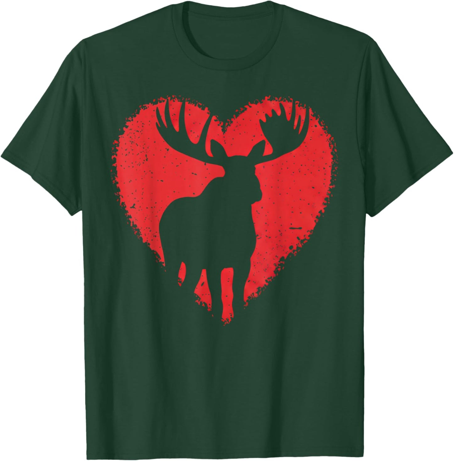 Moose Lover Valentines Day Cute Red Heart Wild Animal T-Shirt - T-Shirt | Forest