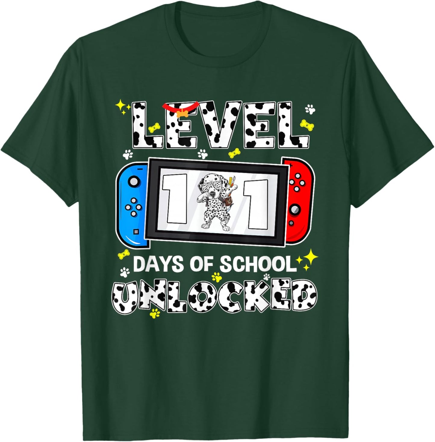 Level Unlocked Game Controller 101 Days School 100 Days T-Shirt - T-Shirt | Forest