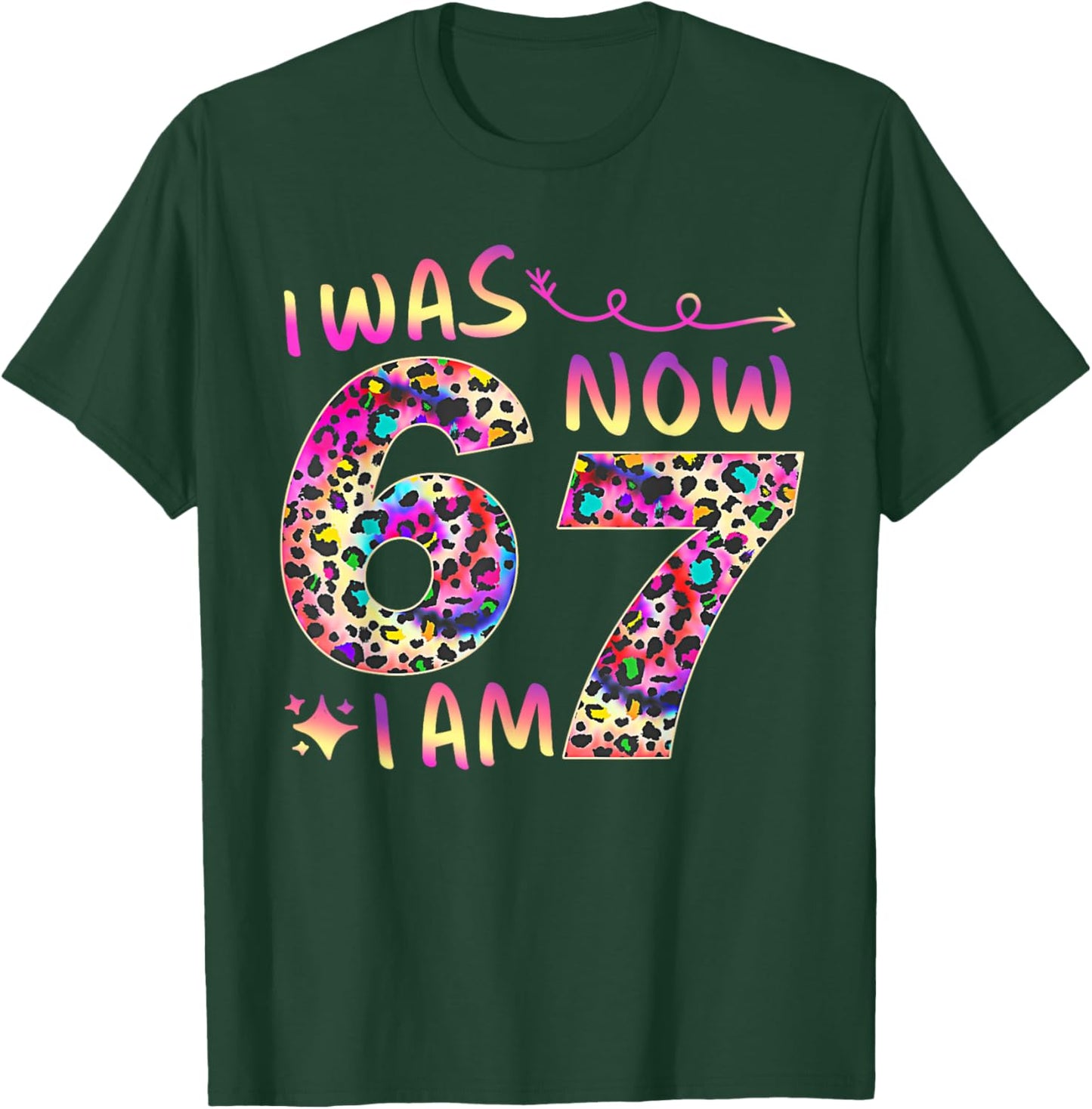 7 Year Old Birthday I was 6 Now I'm 7-67 Cheetah Leopard T-Shirt - T-Shirt | Forest