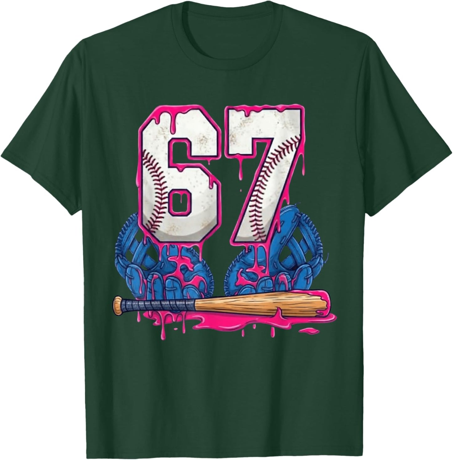 Baseball Drip 67 Meme Six Seven Funny 6-7 Gen Alpha Slang T-Shirt - T-Shirt | Forest