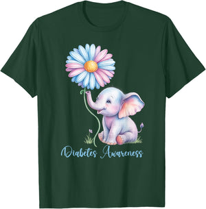 Elephants Sunflower Diabetes Awareness Month T-Shirt - T-Shirt | Forest