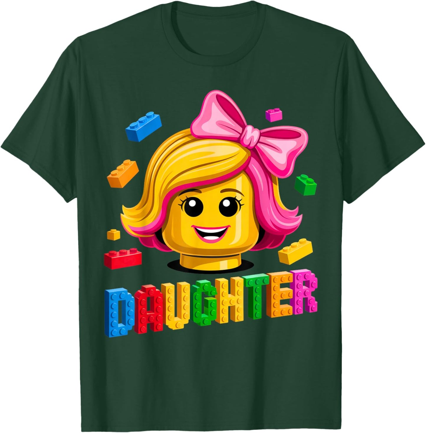 Family Daughter Master Builder Building Brick Blocks Kids T-Shirt - T-Shirt | Forest
