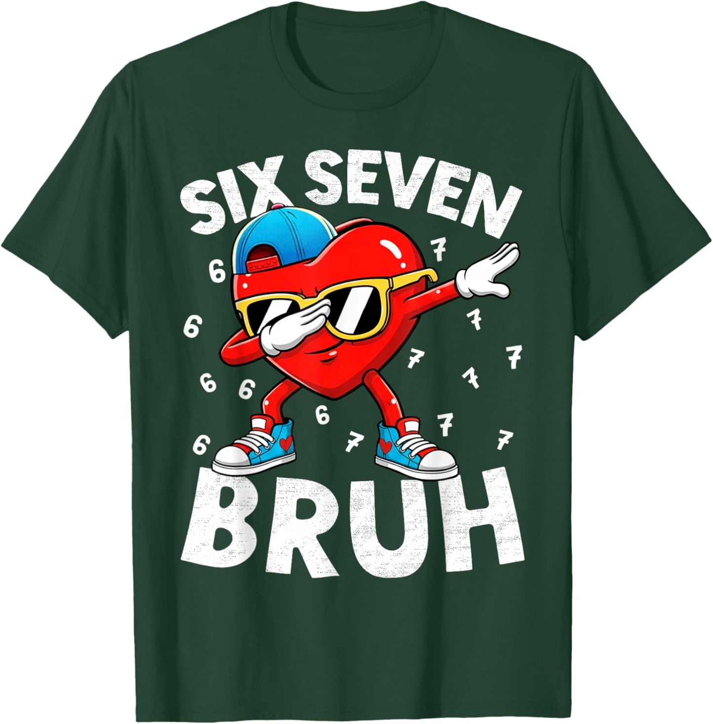 Heart Dabbing Valentines Day Six Seven Bruh 6 7 Meme Boys T-Shirt - T-Shirt | Forest