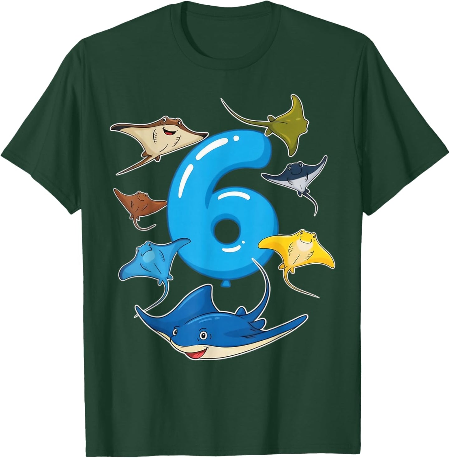 Stingray 6th Birthday Party 6 Years Old Birthday Stingray T-Shirt - T-Shirt | Forest