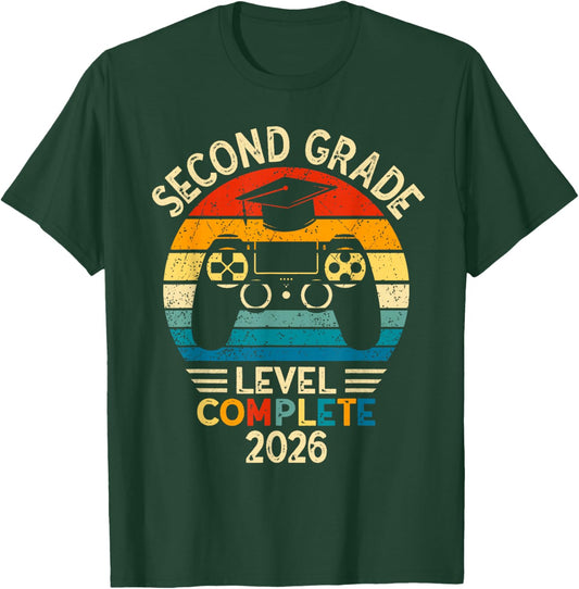 2nd Grade Graduation 2026 Level Complete Gamer T-Shirt - T-Shirt | Forest