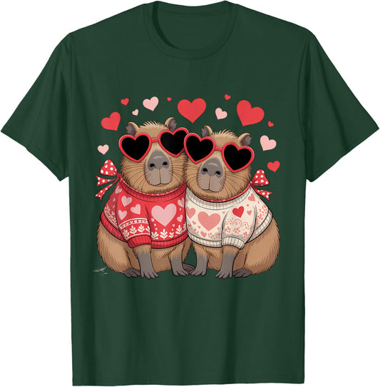 Valentines Day Cute Valentine Capybara Lover T-Shirt - T-Shirt | Forest