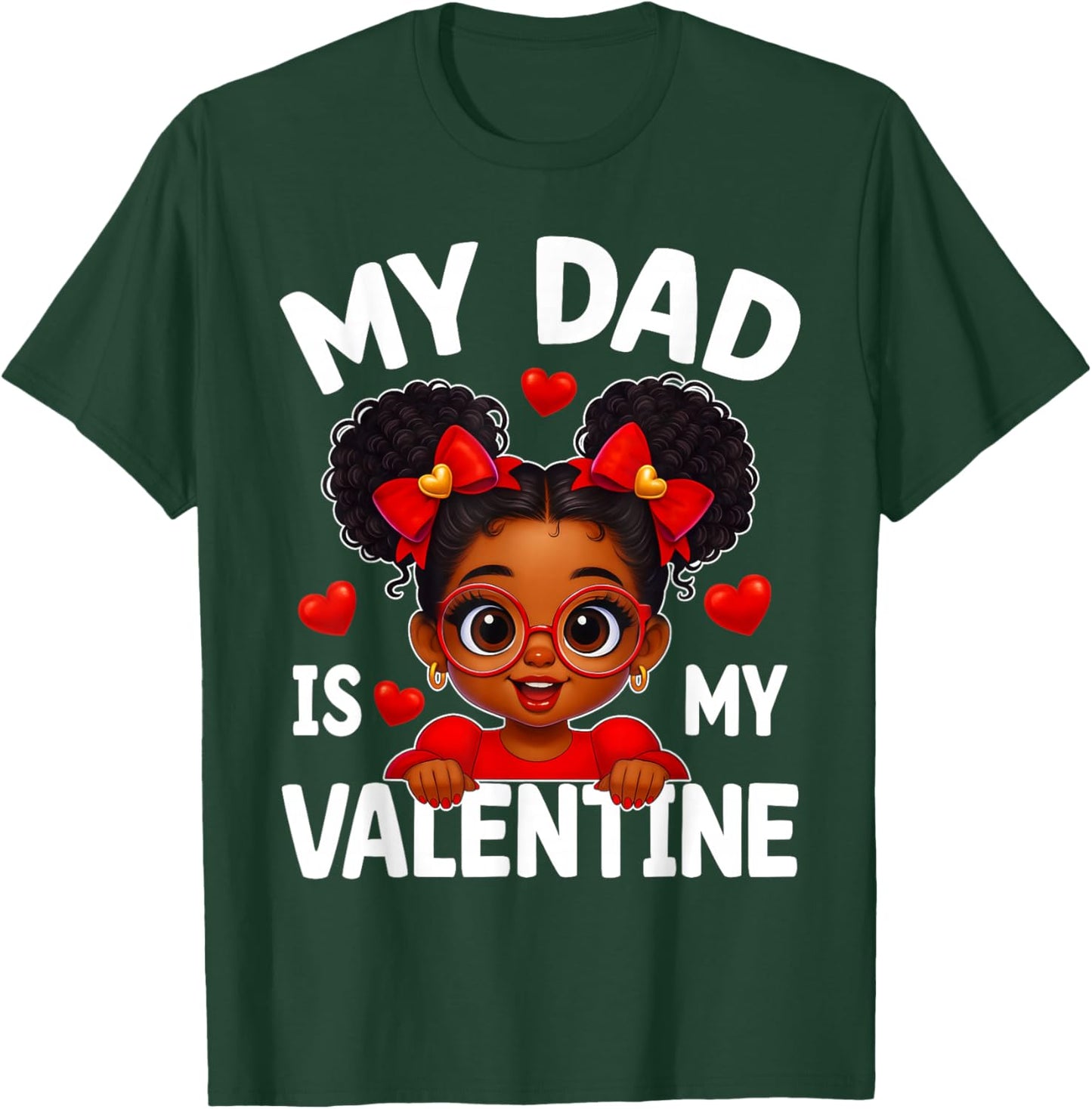 Dad is My Valentine African American Kids Valentine's Day T-Shirt - T-Shirt | Forest