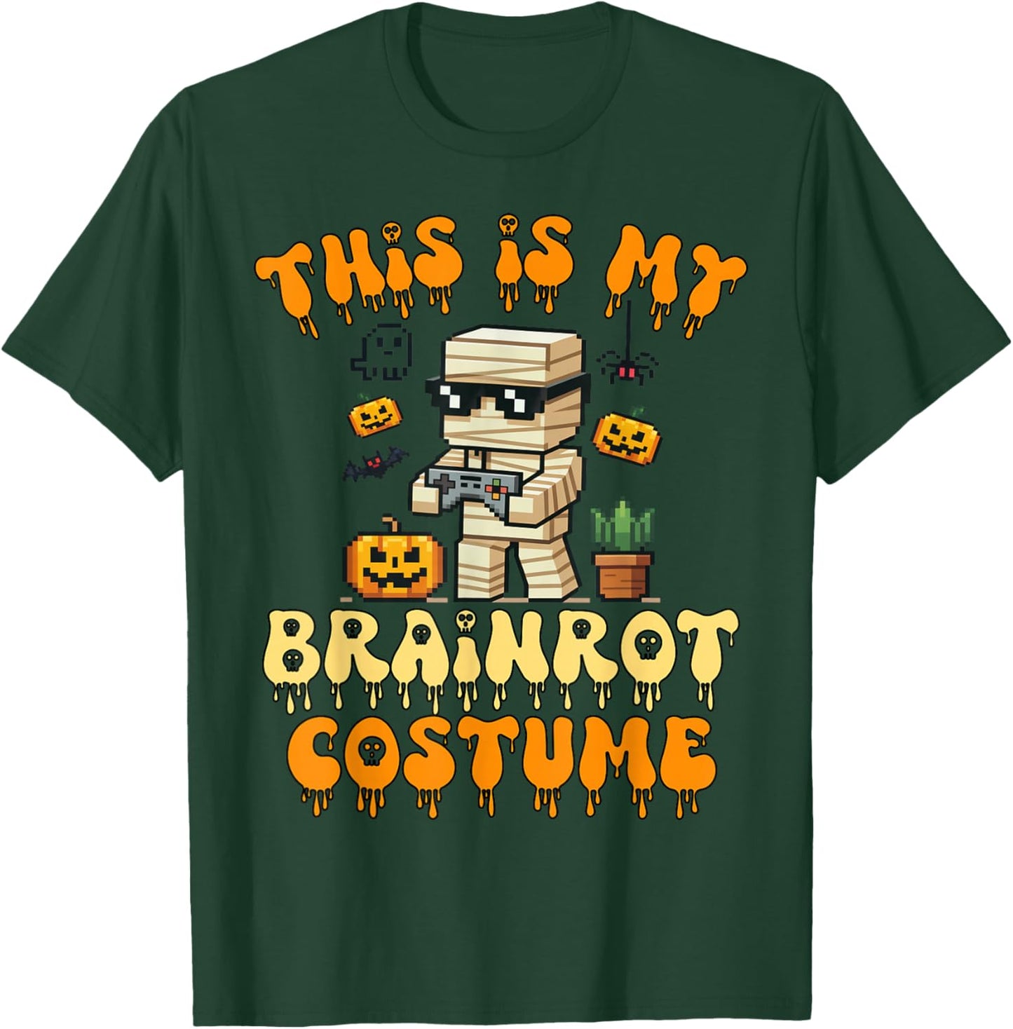 Brain Rot Halloween Costume Shirt Kids Zombie Brainrot Gamer T-Shirt - T-Shirt | Forest