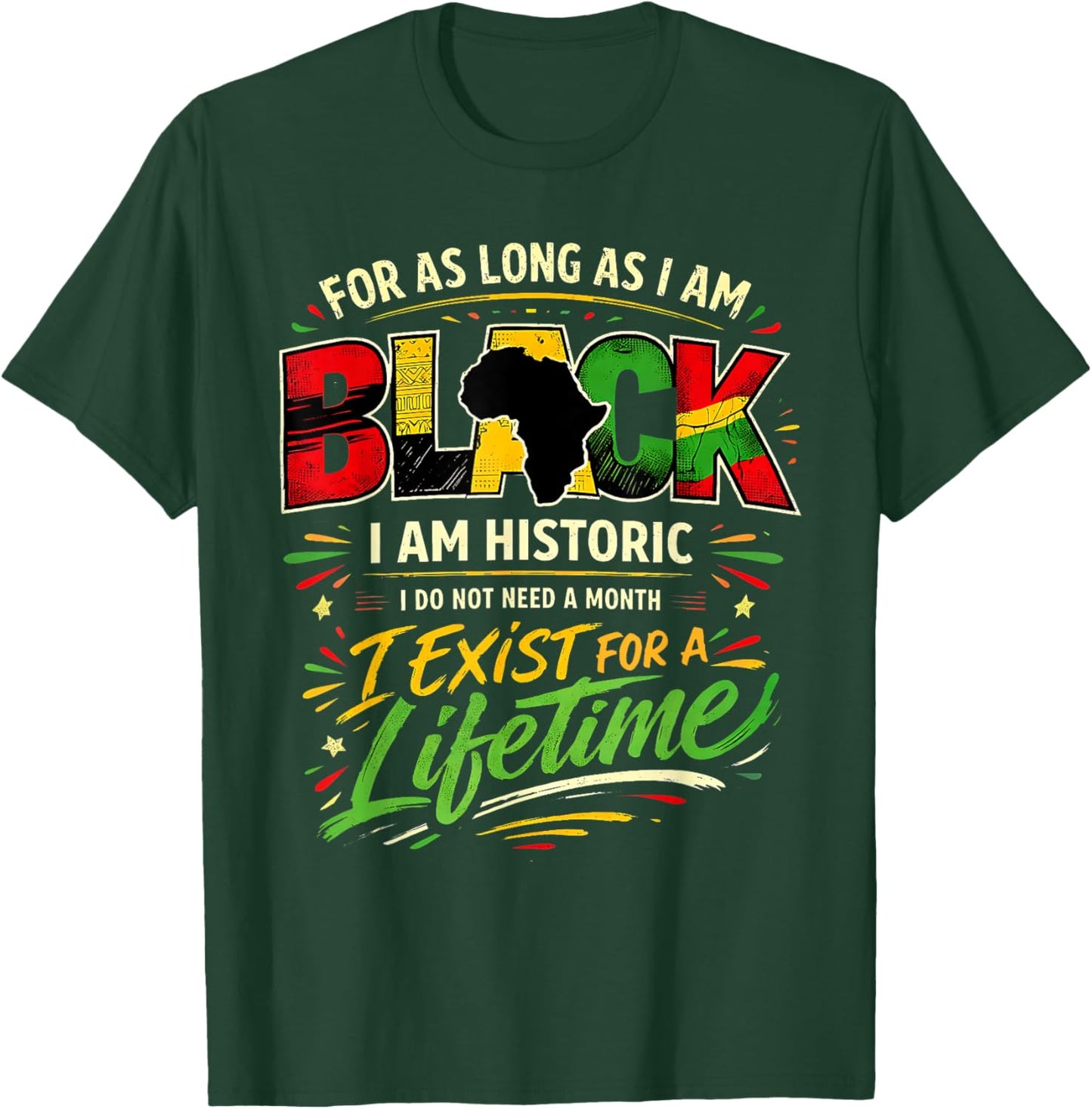 for As LongAs I Am Black Historic Lifetime African Quote T-Shirt - T-Shirt | Forest