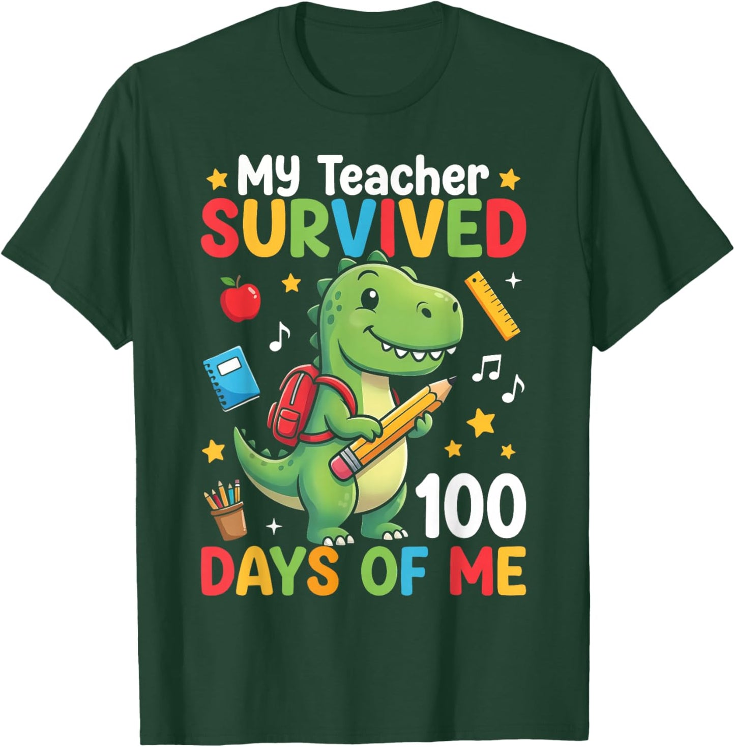 100th Day of School My Teacher Survived 100 Days of Me Boys T-Shirt - T-Shirt | Forest